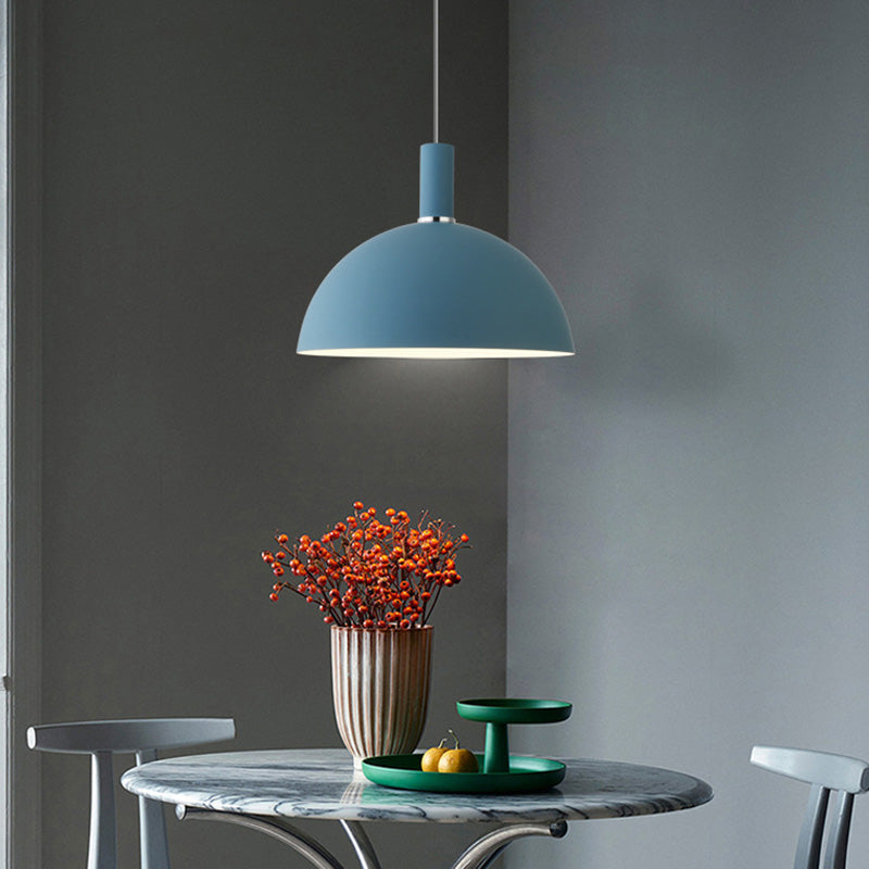 Metal Hemispherical Hanging Light Nordic Style 1 Light Restaurant Ceiling Pendant Lamp Clearhalo 'Ceiling Lights' 'Modern Pendants' 'Modern' 'Pendant Lights' 'Pendants' Lighting' 2579745