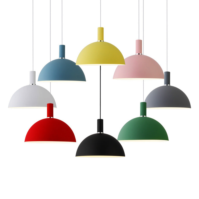 Metal Hemispherical Hanging Light Nordic Style 1 Light Restaurant Ceiling Pendant Lamp Clearhalo 'Ceiling Lights' 'Modern Pendants' 'Modern' 'Pendant Lights' 'Pendants' Lighting' 2579750
