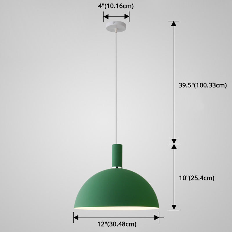 Metal Hemispherical Hanging Light Nordic Style 1 Light Restaurant Ceiling Pendant Lamp Clearhalo 'Ceiling Lights' 'Modern Pendants' 'Modern' 'Pendant Lights' 'Pendants' Lighting' 2579765