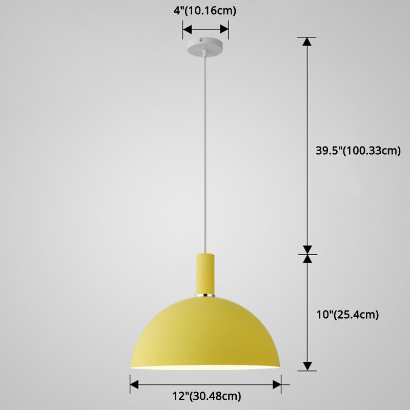 Metal Hemispherical Hanging Light Nordic Style 1 Light Restaurant Ceiling Pendant Lamp Clearhalo 'Ceiling Lights' 'Modern Pendants' 'Modern' 'Pendant Lights' 'Pendants' Lighting' 2579776