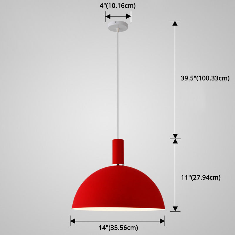 Metal Hemispherical Hanging Light Nordic Style 1 Light Restaurant Ceiling Pendant Lamp Clearhalo 'Ceiling Lights' 'Modern Pendants' 'Modern' 'Pendant Lights' 'Pendants' Lighting' 2579791