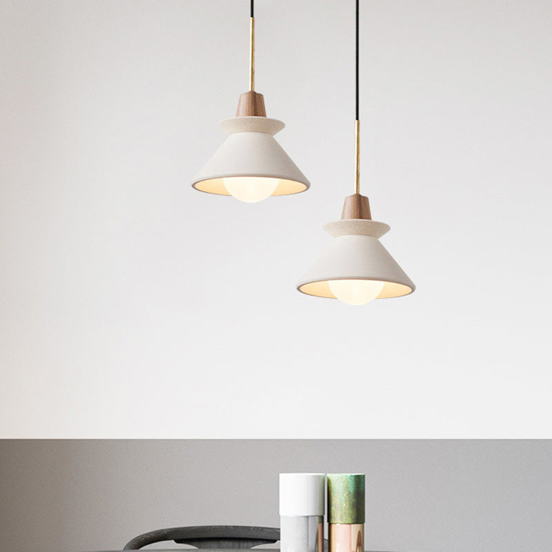 White Cement Tapered Hanging Light Nordic Minimalist Style 1 Light Restaurant Down Mini Pendant Clearhalo 'Ceiling Lights' 'Modern Pendants' 'Modern' 'Pendant Lights' 'Pendants' Lighting' 2579861