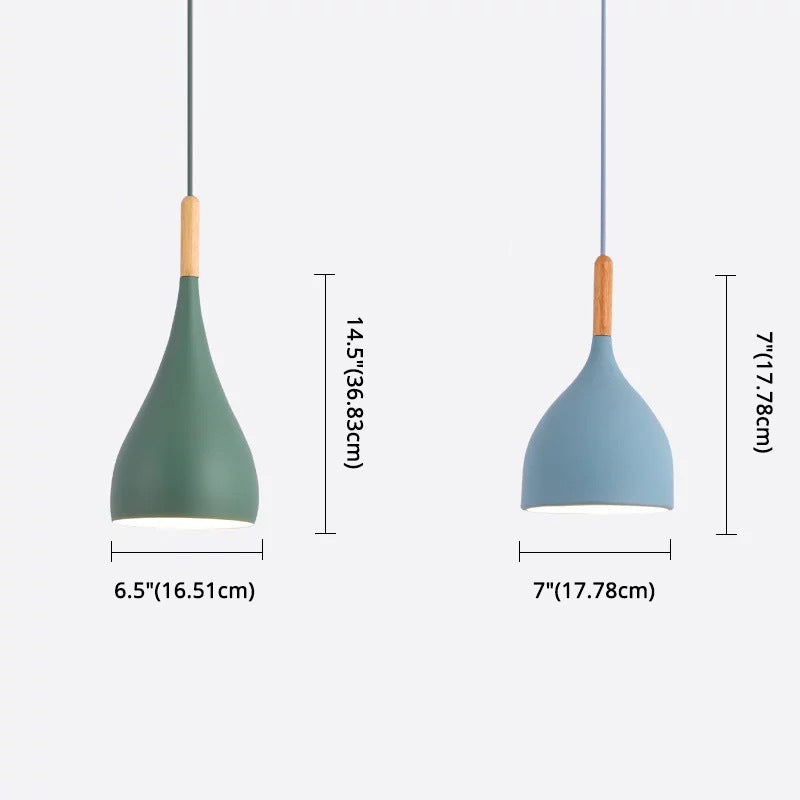 Metal Teardrop Hanging Light Nordic Style 1 Light Restaurant Ceiling Pendant Lamp with Wooden Top Clearhalo 'Ceiling Lights' 'Modern Pendants' 'Modern' 'Pendant Lights' 'Pendants' Lighting' 2579895