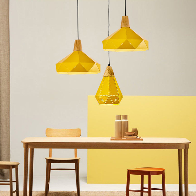 Diamond Dining Room Drop Pendant Modern Style Metal 1 Light Hanging Ceiling Light Clearhalo 'Art Deco Pendants' 'Black' 'Cast Iron' 'Ceiling Lights' 'Ceramic' 'Crystal' 'Industrial Pendants' 'Industrial' 'Metal' 'Middle Century Pendants' 'Pendant Lights' 'Pendants' 'Rustic Pendants' 'Tiffany' Lighting' 2579977