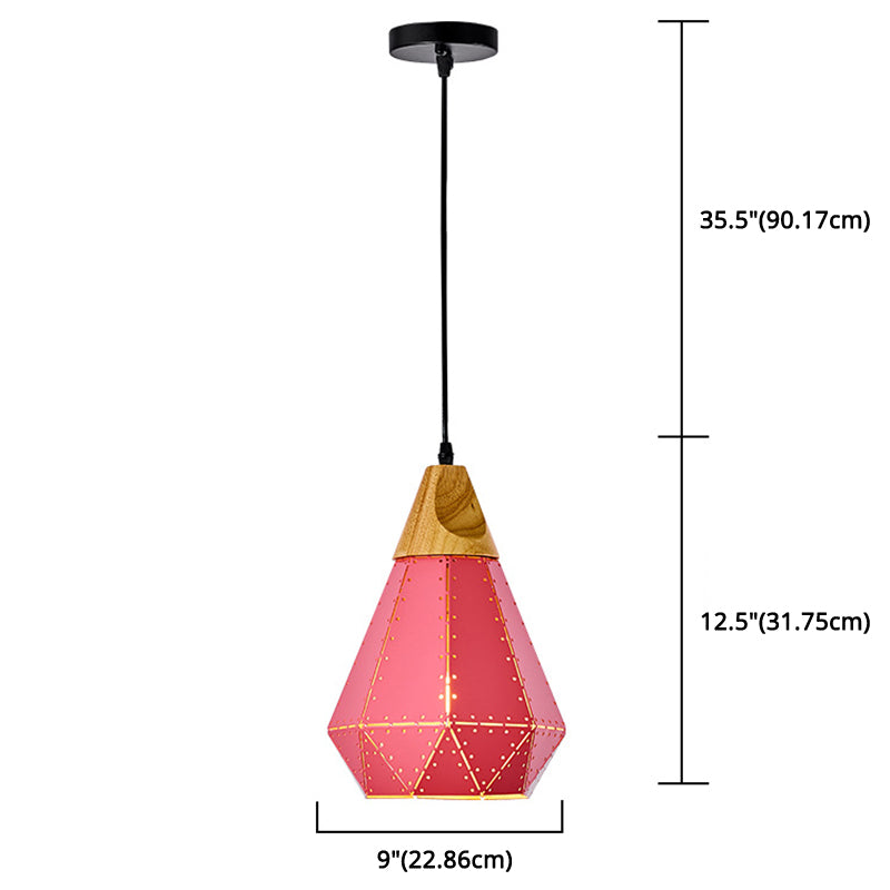 Diamond Dining Room Drop Pendant Modern Style Metal 1 Light Hanging Ceiling Light Clearhalo 'Art Deco Pendants' 'Black' 'Cast Iron' 'Ceiling Lights' 'Ceramic' 'Crystal' 'Industrial Pendants' 'Industrial' 'Metal' 'Middle Century Pendants' 'Pendant Lights' 'Pendants' 'Rustic Pendants' 'Tiffany' Lighting' 2579995