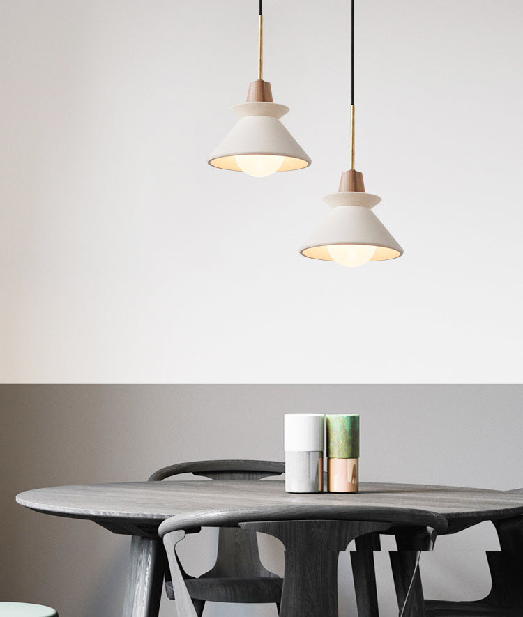 White Cement Tapered Hanging Light Nordic Minimalist Style 1 Light Restaurant Down Mini Pendant Clearhalo 'Ceiling Lights' 'Modern Pendants' 'Modern' 'Pendant Lights' 'Pendants' Lighting' 2586858