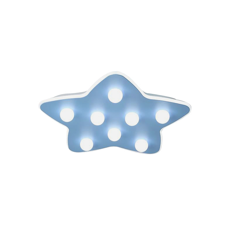 Blue/Pink/White Star Flush Ceiling Light Modern Metal 8 Bulbs Flush Lighting for Children Room Clearhalo 'Ceiling Lights' 'Close To Ceiling Lights' 'Close to ceiling' 'Flush mount' Lighting' 258693