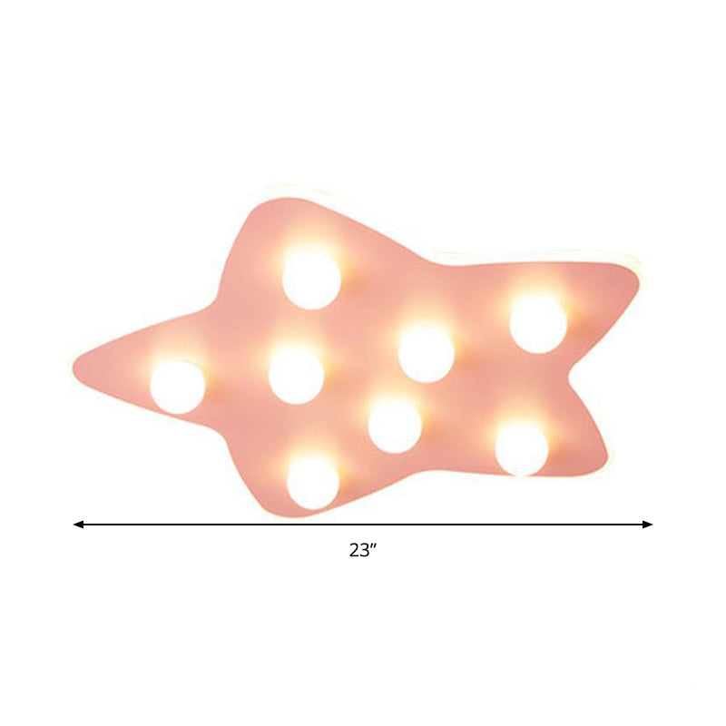 Blue/Pink/White Star Flush Ceiling Light Modern Metal 8 Bulbs Flush Lighting for Children Room Clearhalo 'Ceiling Lights' 'Close To Ceiling Lights' 'Close to ceiling' 'Flush mount' Lighting' 258697