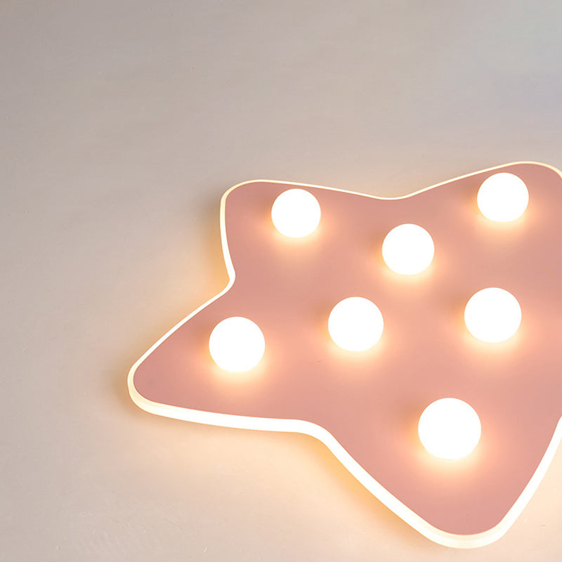 Blue/Pink/White Star Flush Ceiling Light Modern Metal 8 Bulbs Flush Lighting for Children Room Clearhalo 'Ceiling Lights' 'Close To Ceiling Lights' 'Close to ceiling' 'Flush mount' Lighting' 258698