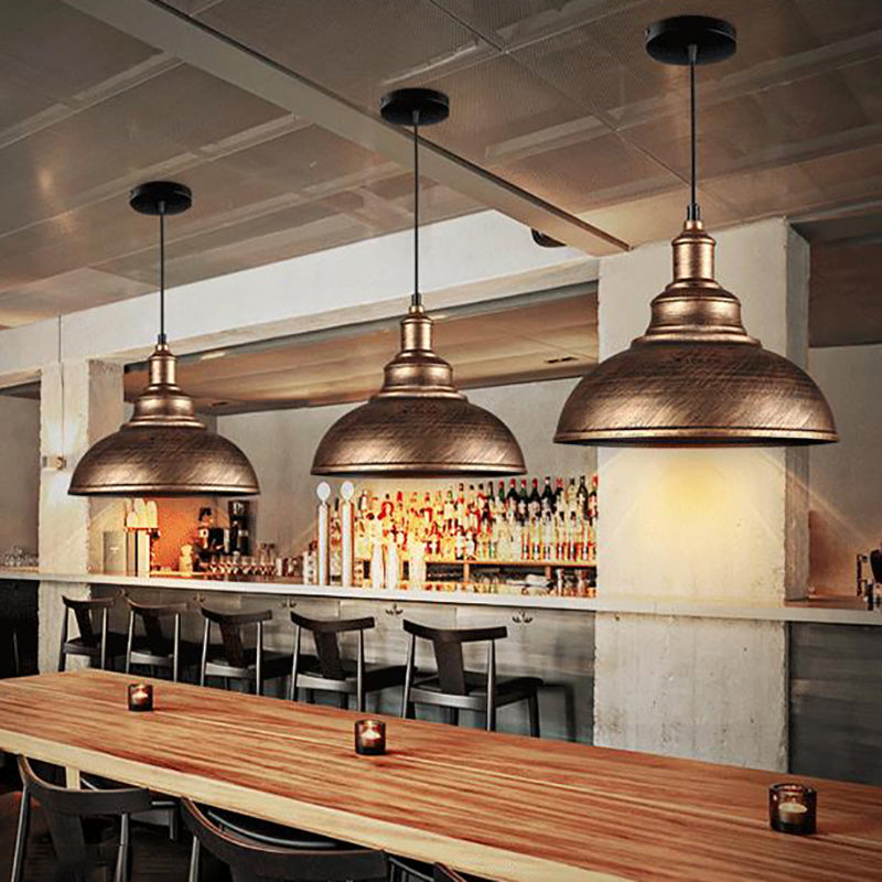 Black/Gray 1 Bulb Hanging Fixture Retro Metal Dome Shade Ceiling Pendant with Adjustable Cord, 12"/14"/16" W Clearhalo 'Art Deco Pendants' 'Black' 'Cast Iron' 'Ceiling Lights' 'Ceramic' 'Crystal' 'Industrial Pendants' 'Industrial' 'Metal' 'Middle Century Pendants' 'Pendant Lights' 'Pendants' 'Rustic Pendants' 'Tiffany' Lighting' 2588