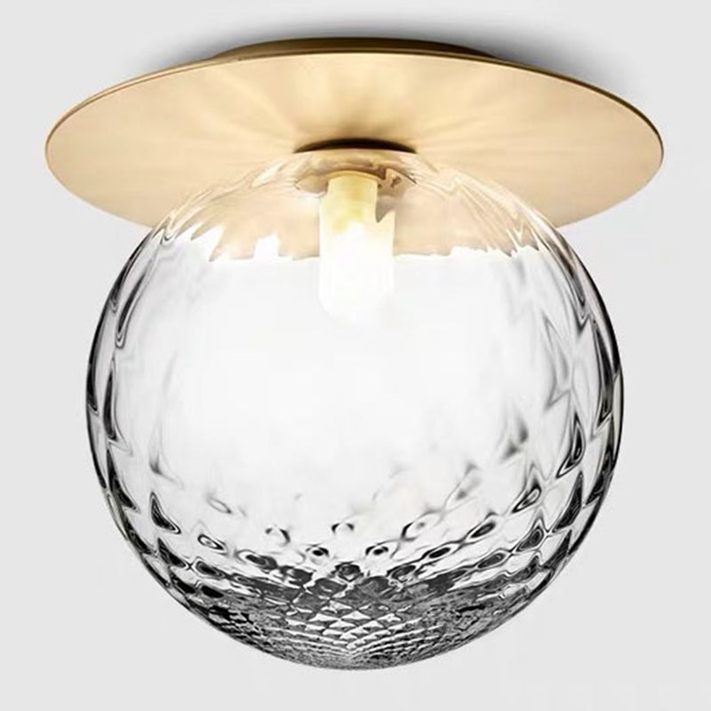 Globe Semi Flush Chandelier Modern 1 Light Glass Ceiling Mount Light Fixture for Hallway Clearhalo 'Ceiling Lights' 'Close To Ceiling Lights' 'Close to ceiling' 'Semi-flushmount' Lighting' 2588378