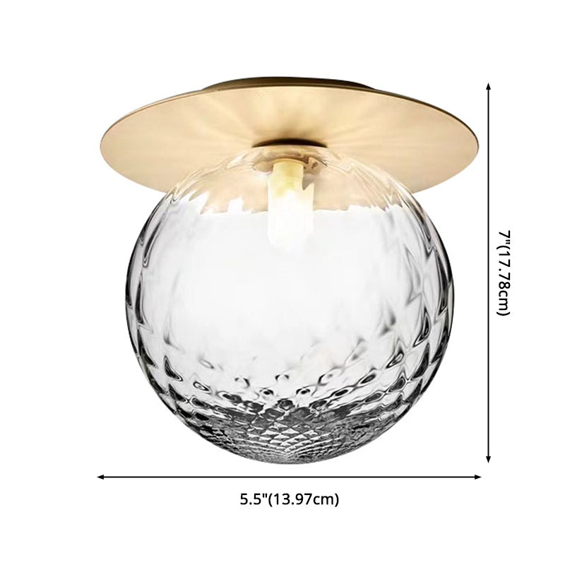 Globe Semi Flush Chandelier Modern 1 Light Glass Ceiling Mount Light Fixture for Hallway Clearhalo 'Ceiling Lights' 'Close To Ceiling Lights' 'Close to ceiling' 'Semi-flushmount' Lighting' 2588383