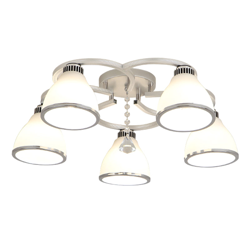 Spherical Semi Flush Mount Ceiling Light Modernist White Glass Ceiling Light Fixture for Bedroom Clearhalo 'Ceiling Lights' 'Close To Ceiling Lights' 'Close to ceiling' 'Semi-flushmount' Lighting' 2588409