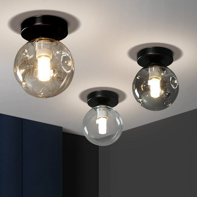 Globe Semi Flush Mount Light Fixture Modernist 1 Light Glass Ceiling Flush Mount for Hallway Clearhalo 'Ceiling Lights' 'Close To Ceiling Lights' 'Close to ceiling' 'Semi-flushmount' Lighting' 2588428