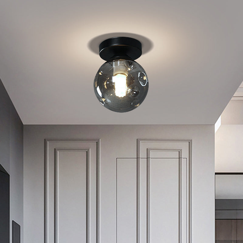 Globe Semi Flush Mount Light Fixture Modernist 1 Light Glass Ceiling Flush Mount for Hallway Clearhalo 'Ceiling Lights' 'Close To Ceiling Lights' 'Close to ceiling' 'Semi-flushmount' Lighting' 2588434