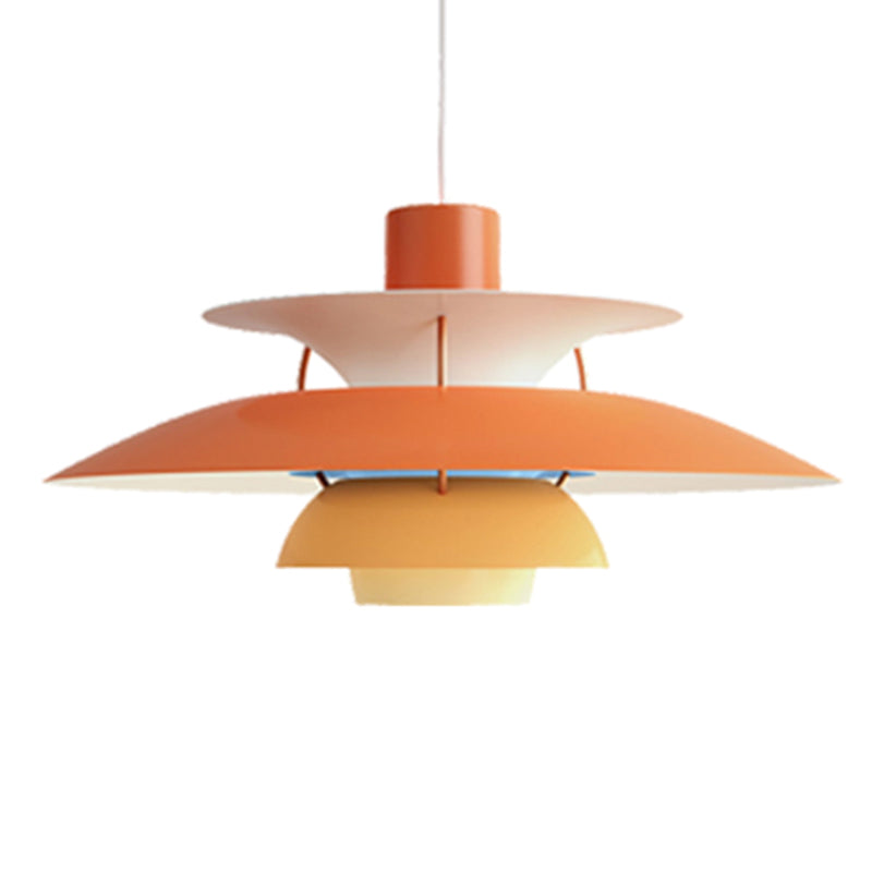 Metal Flying Saucer Hanging Light 1 Light Nordic Style Hanging Lamp for Restaurant Orange Clearhalo 'Ceiling Lights' 'Lighting' 'Pendant Lights' 2588587_3dd0f329-1c06-47c0-a101-7d52cb3f692c