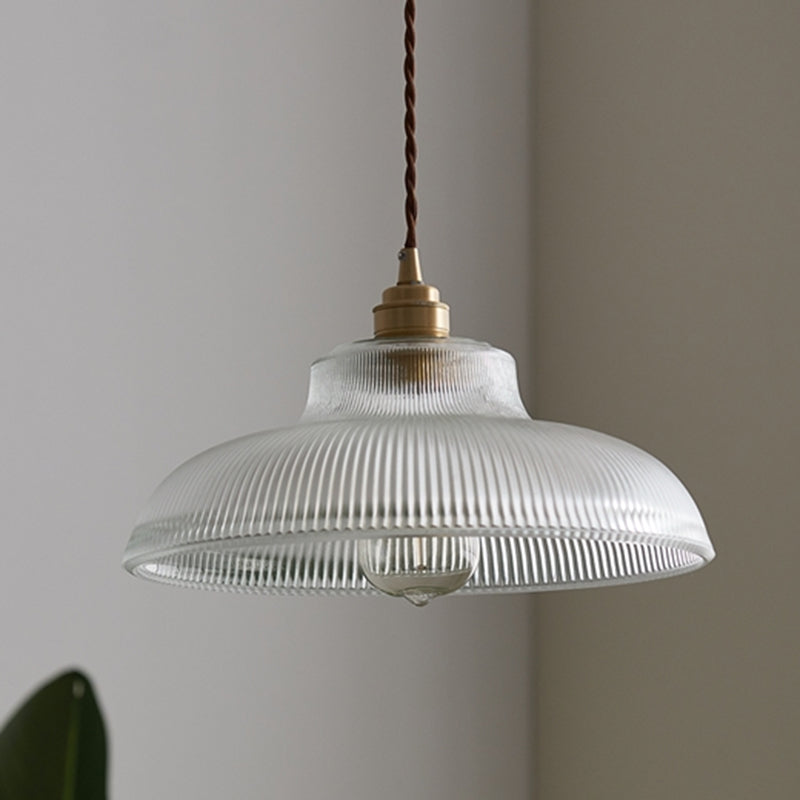 Retro Industrial 1 Light Pendant Prismatic Glass Dome Pendant Lighting for Living Room Clearhalo 'Ceiling Lights' 'Glass shade' 'Glass' 'Industrial Pendants' 'Industrial' 'Middle Century Pendants' 'Pendant Lights' 'Pendants' 'Tiffany' Lighting' 2588680