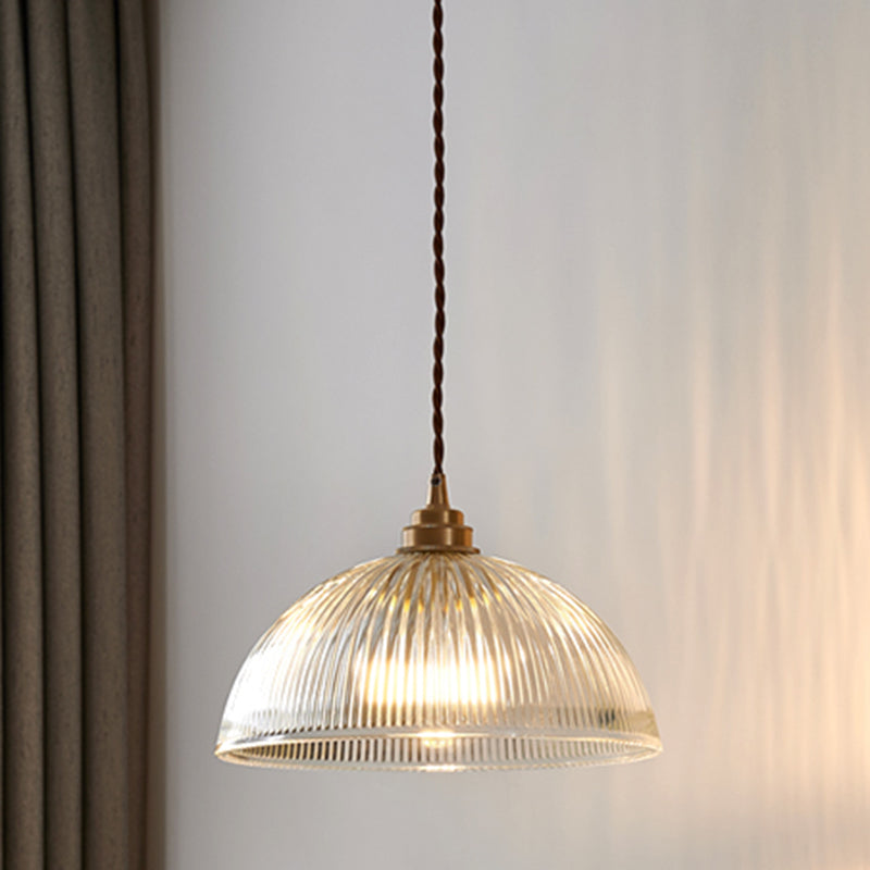Retro Industrial 1 Light Pendant Prismatic Glass Dome Pendant Lighting for Living Room Clearhalo 'Ceiling Lights' 'Glass shade' 'Glass' 'Industrial Pendants' 'Industrial' 'Middle Century Pendants' 'Pendant Lights' 'Pendants' 'Tiffany' Lighting' 2588682
