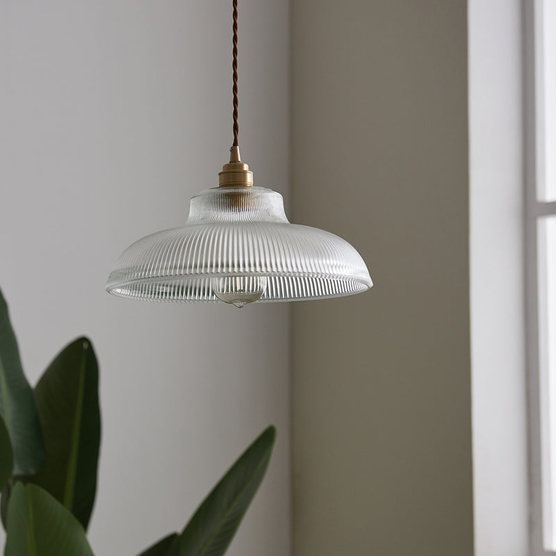 Retro Industrial 1 Light Pendant Prismatic Glass Dome Pendant Lighting for Living Room Clearhalo 'Ceiling Lights' 'Glass shade' 'Glass' 'Industrial Pendants' 'Industrial' 'Middle Century Pendants' 'Pendant Lights' 'Pendants' 'Tiffany' Lighting' 2588683