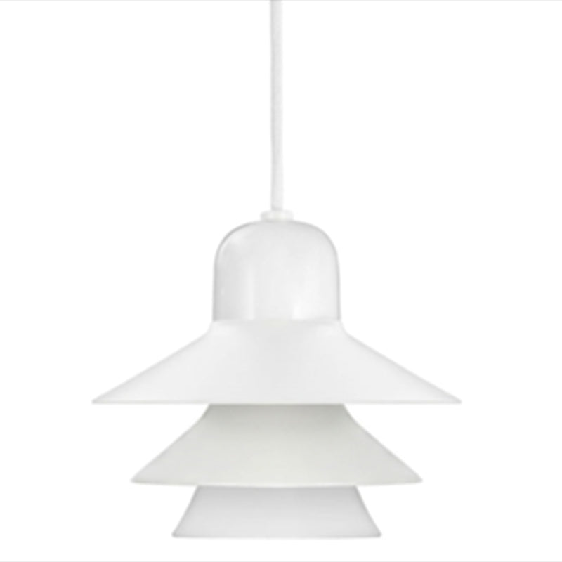 1 Light Layered Concentric Tiers Shade Pendant Lamp Nordic Style Metal Hanging Lamp for Bedroom White 12" Clearhalo 'Ceiling Lights' 'Modern Pendants' 'Modern' 'Pendant Lights' 'Pendants' Lighting' 2588722