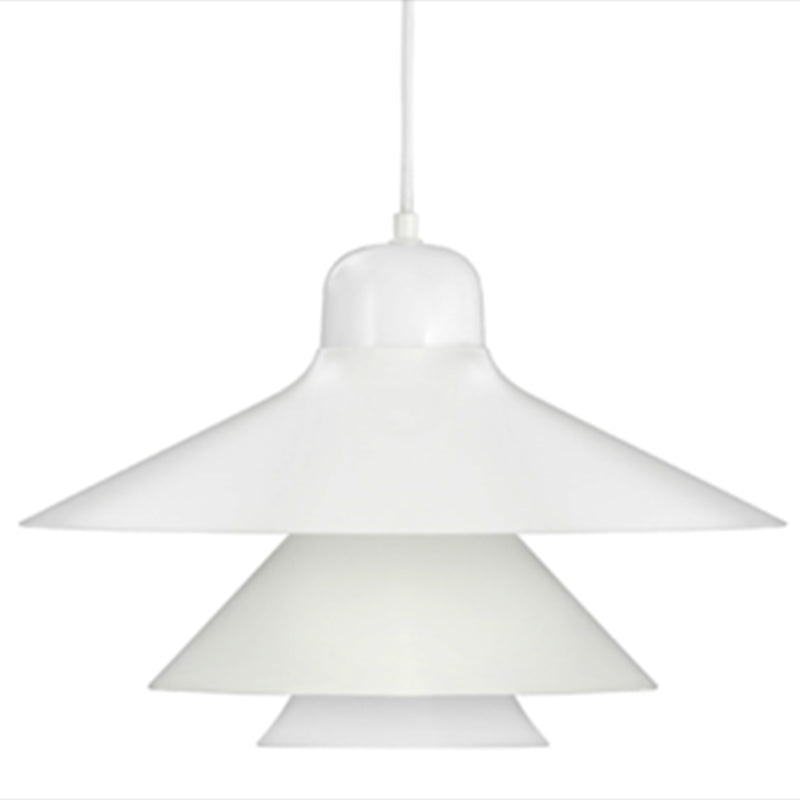 1 Light Layered Concentric Tiers Shade Pendant Lamp Nordic Style Metal Hanging Lamp for Bedroom White 16" Clearhalo 'Ceiling Lights' 'Modern Pendants' 'Modern' 'Pendant Lights' 'Pendants' Lighting' 2588724