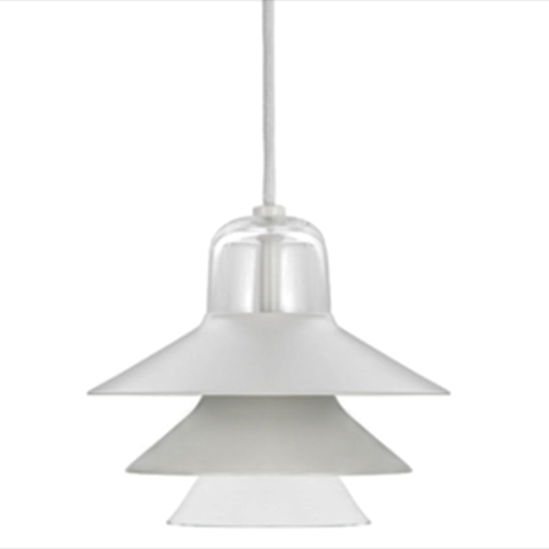 1 Light Layered Concentric Tiers Shade Pendant Lamp Nordic Style Metal Hanging Lamp for Bedroom Grey 12" Clearhalo 'Ceiling Lights' 'Modern Pendants' 'Modern' 'Pendant Lights' 'Pendants' Lighting' 2588730