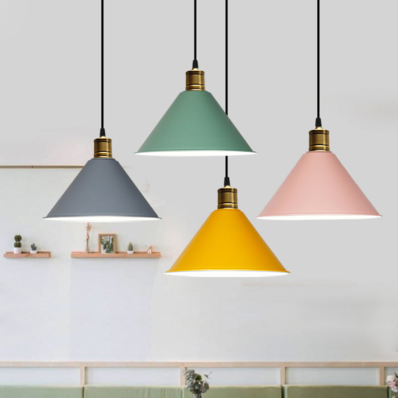 Metal Tapered Hanging Light Nordic Modern Style 1 Light Restaurant Ceiling Pendant Lamp Clearhalo 'Art Deco Pendants' 'Black' 'Cast Iron' 'Ceiling Lights' 'Ceramic' 'Crystal' 'Industrial Pendants' 'Industrial' 'Metal' 'Middle Century Pendants' 'Pendant Lights' 'Pendants' 'Rustic Pendants' 'Tiffany' Lighting' 2588736