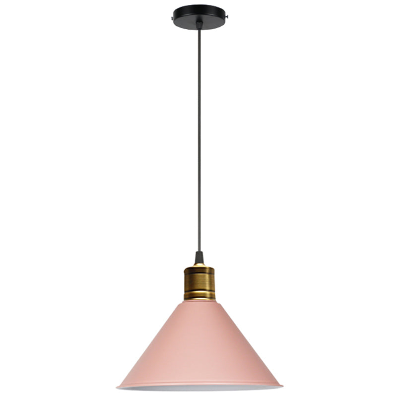 Metal Tapered Hanging Light Nordic Modern Style 1 Light Restaurant Ceiling Pendant Lamp Pink 12" Clearhalo 'Art Deco Pendants' 'Black' 'Cast Iron' 'Ceiling Lights' 'Ceramic' 'Crystal' 'Industrial Pendants' 'Industrial' 'Metal' 'Middle Century Pendants' 'Pendant Lights' 'Pendants' 'Rustic Pendants' 'Tiffany' Lighting' 2588738