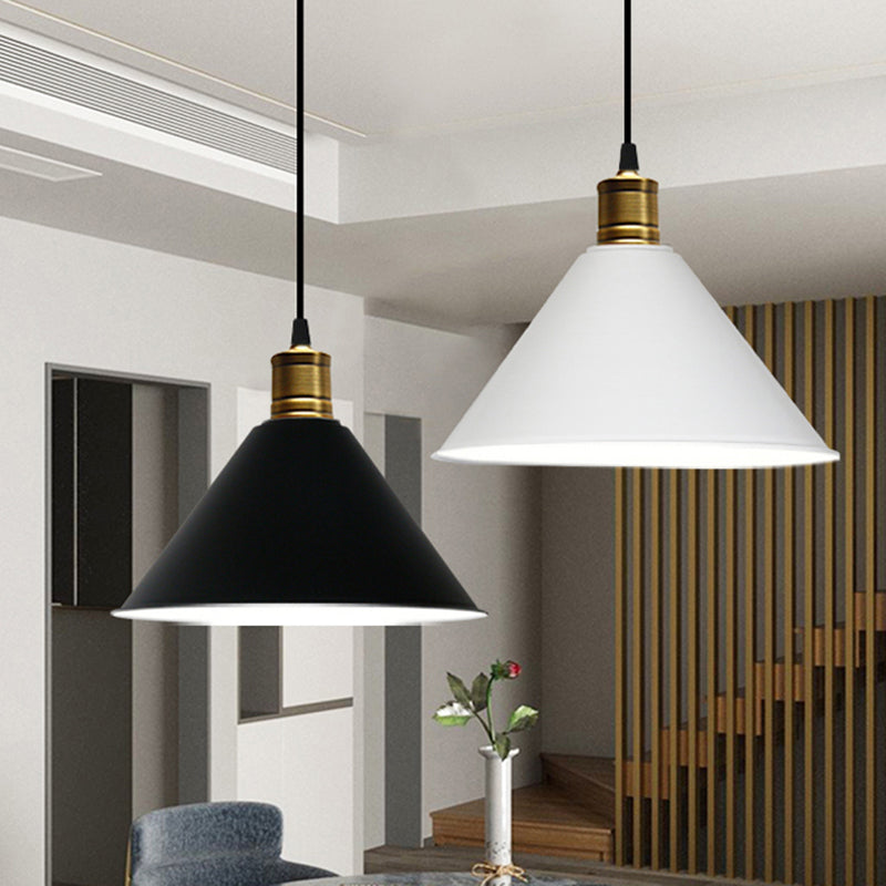 Metal Tapered Hanging Light Nordic Modern Style 1 Light Restaurant Ceiling Pendant Lamp Clearhalo 'Art Deco Pendants' 'Black' 'Cast Iron' 'Ceiling Lights' 'Ceramic' 'Crystal' 'Industrial Pendants' 'Industrial' 'Metal' 'Middle Century Pendants' 'Pendant Lights' 'Pendants' 'Rustic Pendants' 'Tiffany' Lighting' 2588743