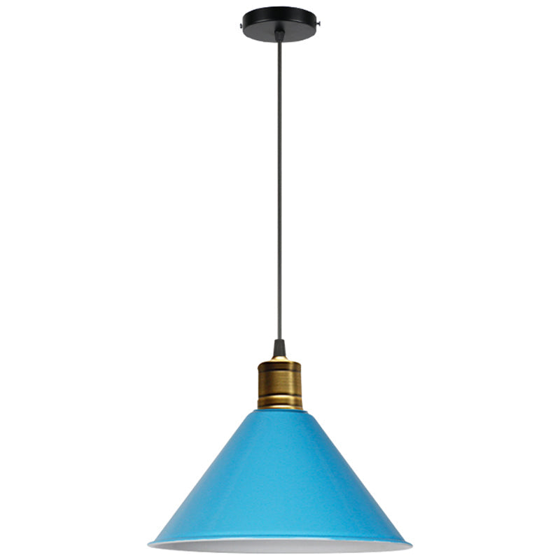 Metal Tapered Hanging Light Nordic Modern Style 1 Light Restaurant Ceiling Pendant Lamp Blue 14" Clearhalo 'Art Deco Pendants' 'Black' 'Cast Iron' 'Ceiling Lights' 'Ceramic' 'Crystal' 'Industrial Pendants' 'Industrial' 'Metal' 'Middle Century Pendants' 'Pendant Lights' 'Pendants' 'Rustic Pendants' 'Tiffany' Lighting' 2588763