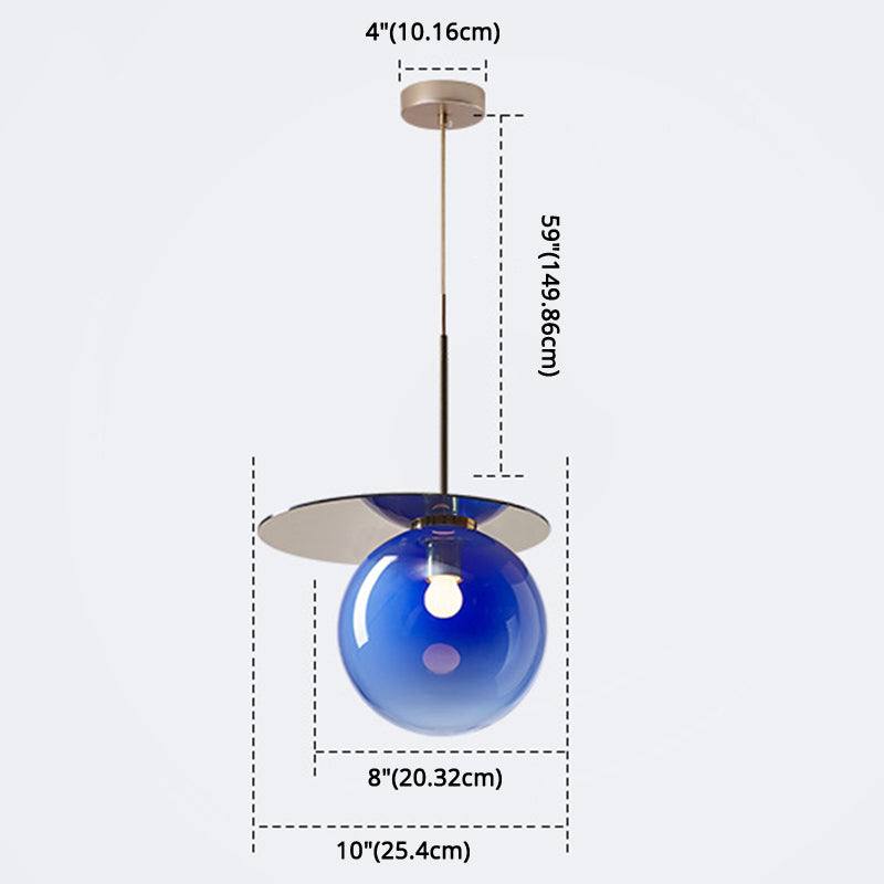1 Light Spherical Pendant Light Modern Designer Glass Dining Room Hanging Lamp Clearhalo 'Ceiling Lights' 'Glass shade' 'Glass' 'Modern Pendants' 'Modern' 'Pendant Lights' 'Pendants' Lighting' 2588938