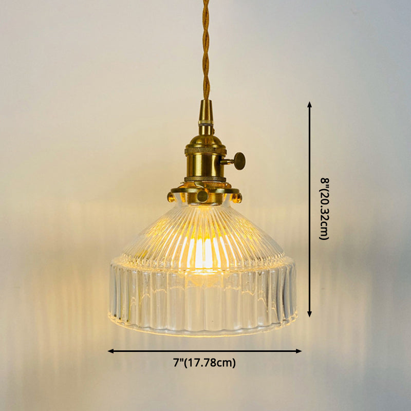 Retro Industrial 1 Light Pendant Lamp Prismatic Glass Barn Pendant Lighting for Living Room Clearhalo 'Ceiling Lights' 'Glass shade' 'Glass' 'Industrial Pendants' 'Industrial' 'Middle Century Pendants' 'Pendant Lights' 'Pendants' 'Tiffany' Lighting' 2588956