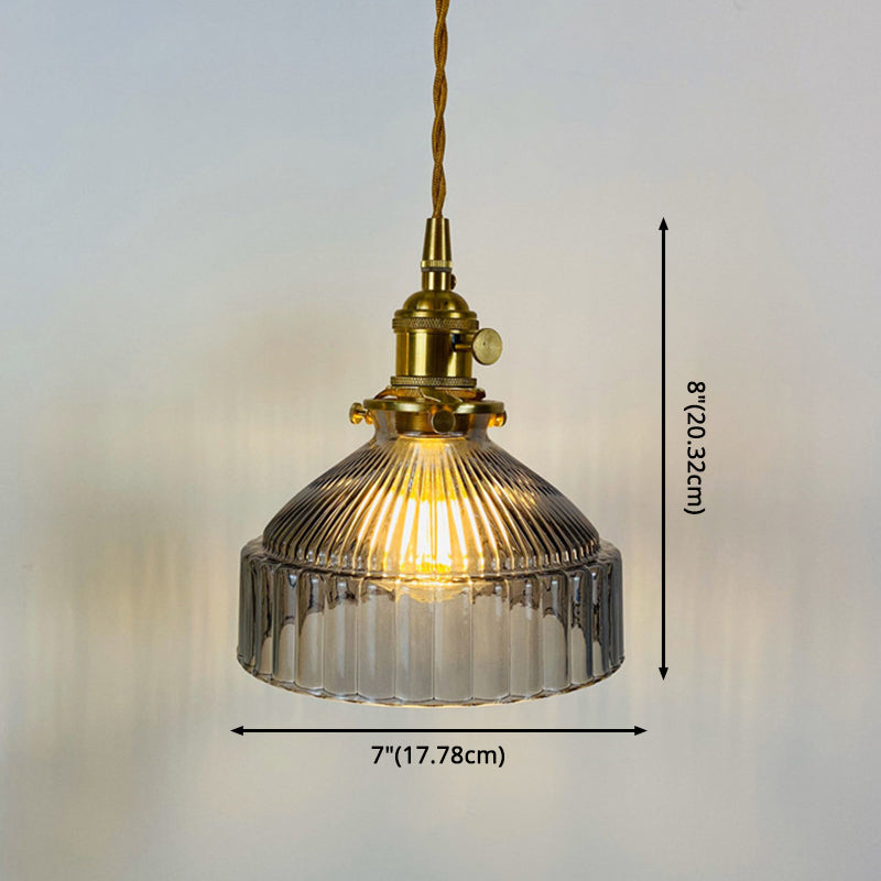Retro Industrial 1 Light Pendant Lamp Prismatic Glass Barn Pendant Lighting for Living Room Clearhalo 'Ceiling Lights' 'Glass shade' 'Glass' 'Industrial Pendants' 'Industrial' 'Middle Century Pendants' 'Pendant Lights' 'Pendants' 'Tiffany' Lighting' 2588957