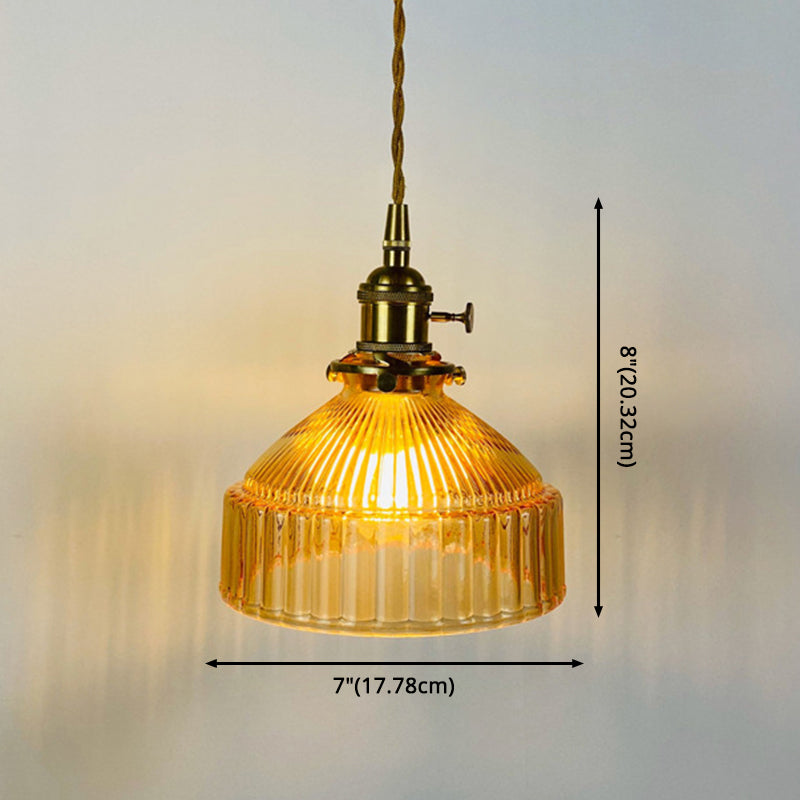 Retro Industrial 1 Light Pendant Lamp Prismatic Glass Barn Pendant Lighting for Living Room Clearhalo 'Ceiling Lights' 'Glass shade' 'Glass' 'Industrial Pendants' 'Industrial' 'Middle Century Pendants' 'Pendant Lights' 'Pendants' 'Tiffany' Lighting' 2588958
