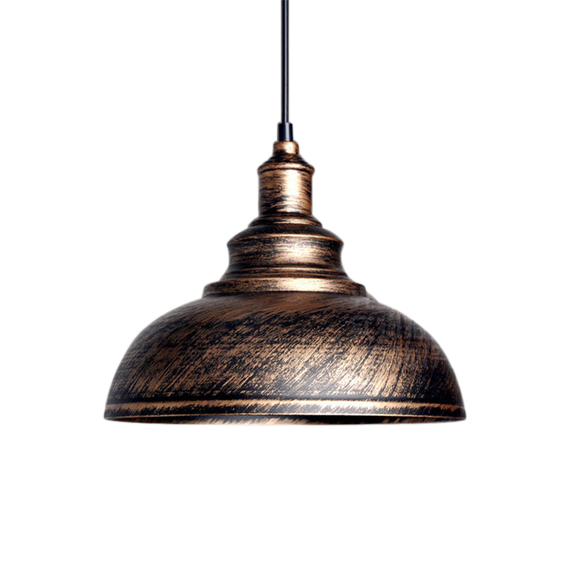 Black/Gray 1 Bulb Hanging Fixture Retro Metal Dome Shade Ceiling Pendant with Adjustable Cord, 12"/14"/16" W Clearhalo 'Art Deco Pendants' 'Black' 'Cast Iron' 'Ceiling Lights' 'Ceramic' 'Crystal' 'Industrial Pendants' 'Industrial' 'Metal' 'Middle Century Pendants' 'Pendant Lights' 'Pendants' 'Rustic Pendants' 'Tiffany' Lighting' 2589