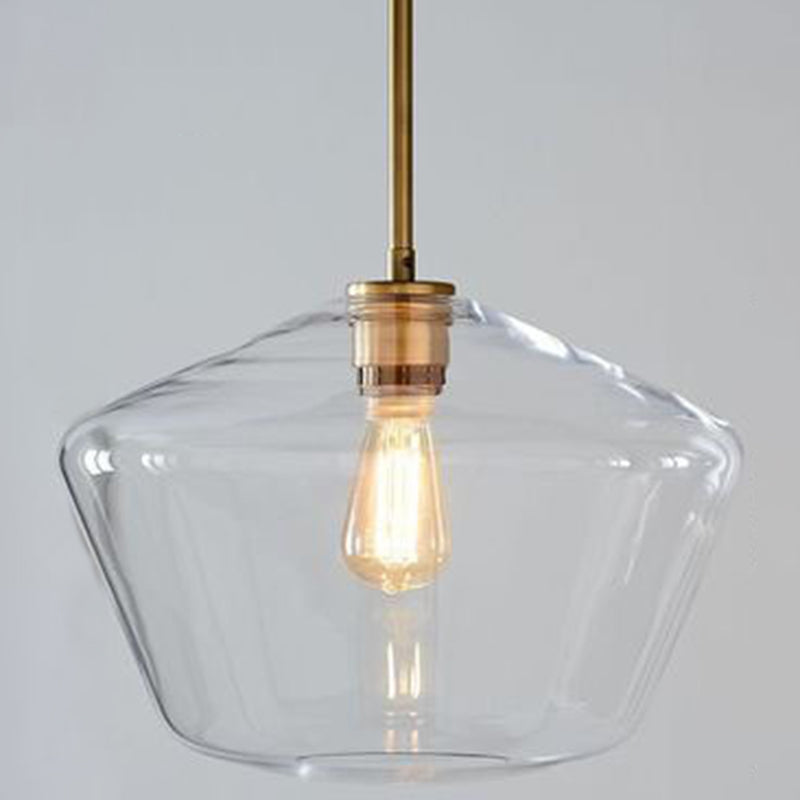 1 Light Pendant Light Modern Minimalist Glass Shade Dining Room Hanging Lamp Clear 12" Clearhalo 'Ceiling Lights' 'Glass shade' 'Glass' 'Modern Pendants' 'Modern' 'Pendant Lights' 'Pendants' Lighting' 2589026
