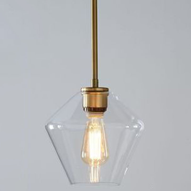 1 Light Pendant Light Modern Minimalist Glass Shade Dining Room Hanging Lamp Clear 9" Clearhalo 'Ceiling Lights' 'Glass shade' 'Glass' 'Modern Pendants' 'Modern' 'Pendant Lights' 'Pendants' Lighting' 2589031