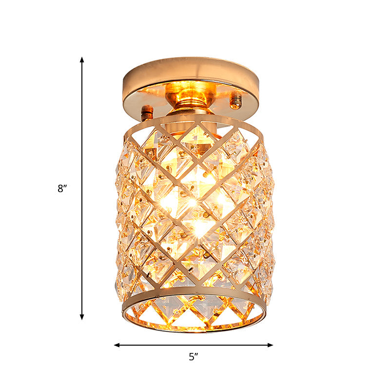 Crystal Pineapple Mini Semi Flush Ceiling Light Minimalist 1 Bulb Corridor Ceiling Lighting in Gold Clearhalo 'Ceiling Lights' 'Close To Ceiling Lights' 'Close to ceiling' 'Flush mount' Lighting' 258907