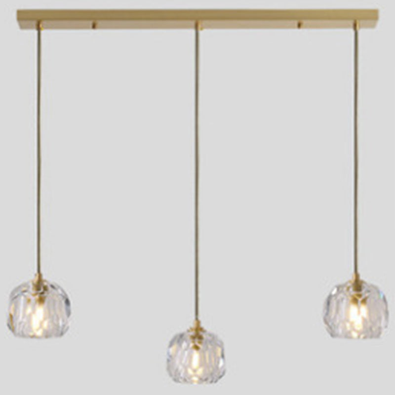 Carved Crystal Shaped Ceiling Pendant Modern Gold Hanging Lamp for Dining Room Gold Linear Clearhalo 'Ceiling Lights' 'Modern Pendants' 'Modern' 'Pendant Lights' 'Pendants' Lighting' 2589164