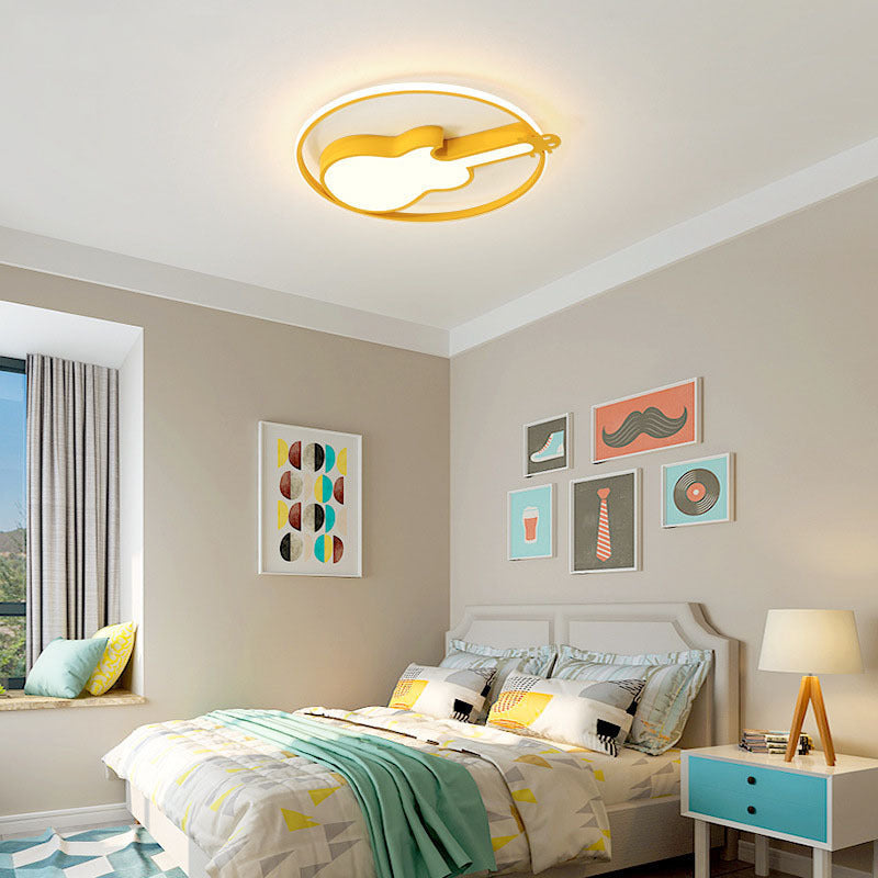 Guitar Flush Mount Ceiling Light 1 Light Metal Creative Flush Mount Ceiling Light for Bedroom Clearhalo 'Ceiling Lights' 'Close To Ceiling Lights' 'Close to ceiling' 'Flush mount' Lighting' 2589263