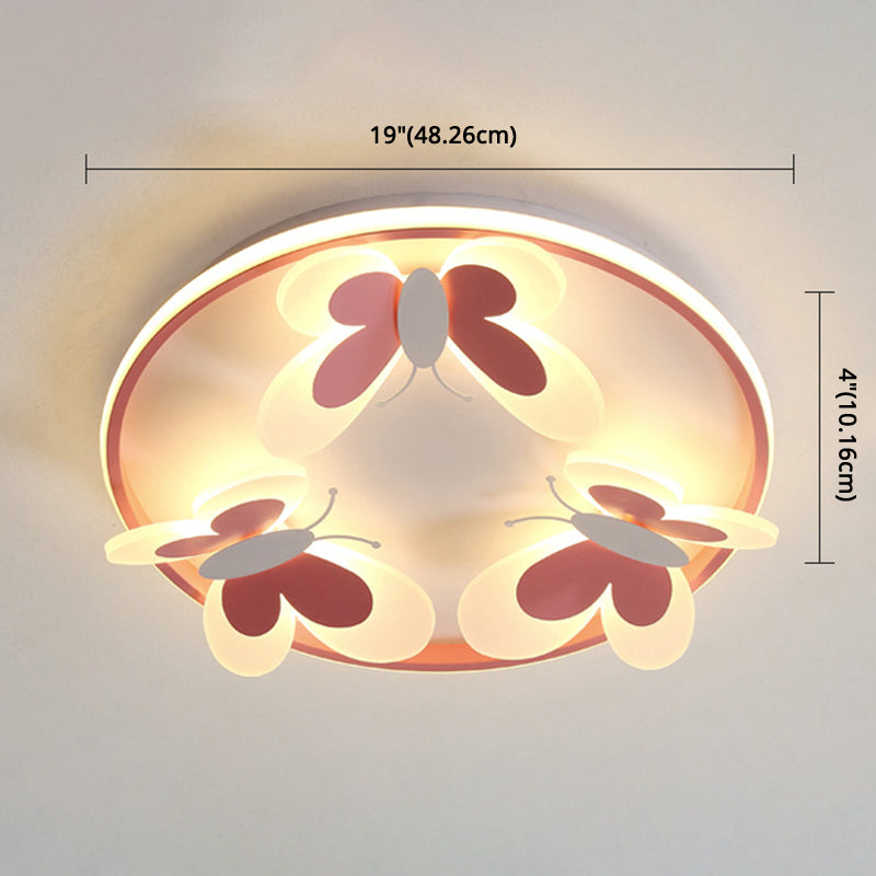 Butterfly Flush Mount Ceiling Light Fixtures Kids Acrylic Ceiling Mount Chandelier for Bedroom Clearhalo 'Ceiling Lights' 'Close To Ceiling Lights' 'Close to ceiling' 'Flush mount' Lighting' 2589343