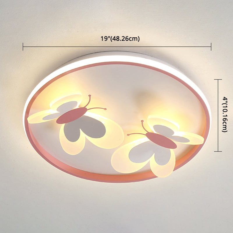 Butterfly Flush Mount Ceiling Light Fixtures Kids Acrylic Ceiling Mount Chandelier for Bedroom Clearhalo 'Ceiling Lights' 'Close To Ceiling Lights' 'Close to ceiling' 'Flush mount' Lighting' 2589344