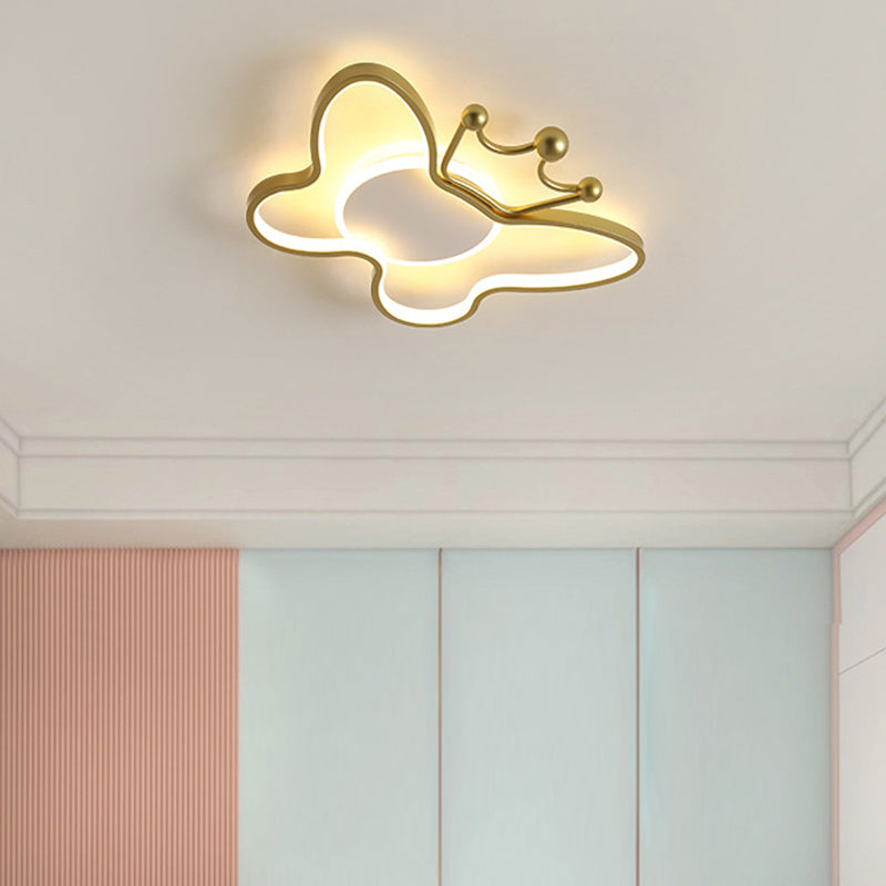 Butterfly Semi Flush Ceiling Lights Cartoon Aluminum Ceiling Mount Chandelier for Children Bedroom Clearhalo 'Ceiling Lights' 'Close To Ceiling Lights' 'Close to ceiling' 'Semi-flushmount' Lighting' 2589407