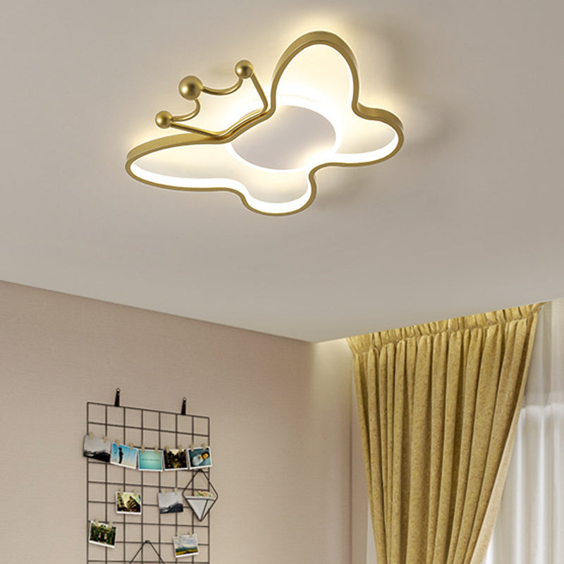 Butterfly Semi Flush Ceiling Lights Cartoon Aluminum Ceiling Mount Chandelier for Children Bedroom Clearhalo 'Ceiling Lights' 'Close To Ceiling Lights' 'Close to ceiling' 'Semi-flushmount' Lighting' 2589408