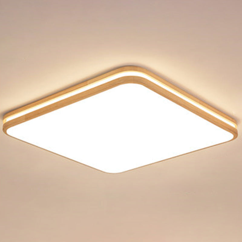 Integrated LED Semi Flush Light Fixtures Ultra-Contemporary Acrylic Ceiling Mount Chandelier for Bedroom Wood 19.5" Square Plate Clearhalo 'Ceiling Lights' 'Close To Ceiling Lights' 'Close to ceiling' 'Flush mount' Lighting' 2589492