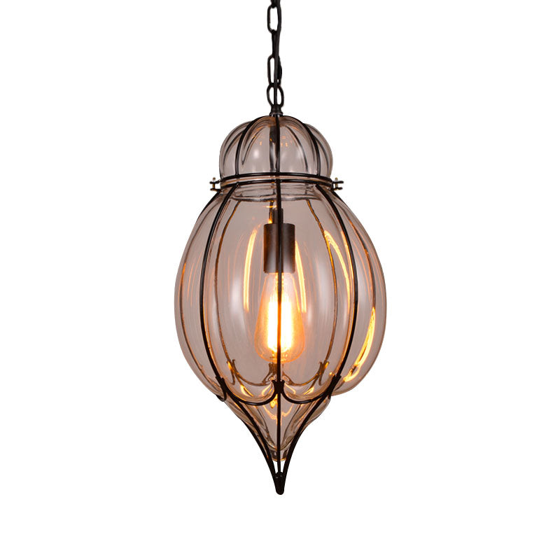Clear Glass Teardrop Hanging Pendant Light Industrial Style Single Pendant Lighting in Black for Restaurant Clearhalo 'Ceiling Lights' 'Glass shade' 'Glass' 'Industrial Pendants' 'Industrial' 'Middle Century Pendants' 'Pendant Lights' 'Pendants' 'Tiffany' Lighting' 259007