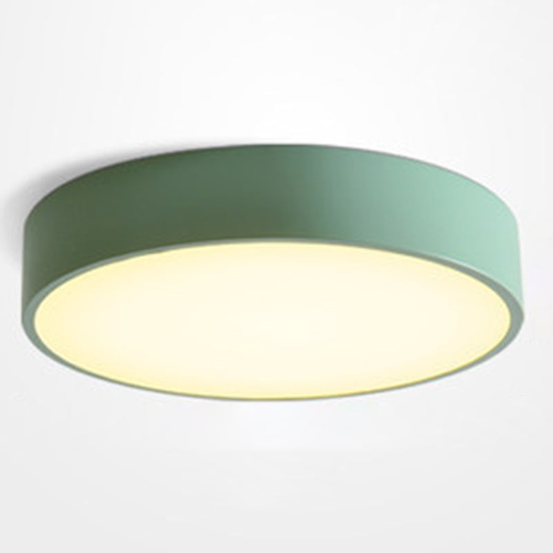 Round Flush Mount Lighting 1 Light Aluminum Minimalist Flush Ceiling Light Fixtures Green Clearhalo 'Ceiling Lights' 'Close To Ceiling Lights' 'Close to ceiling' 'Flush mount' Lighting' 2590468