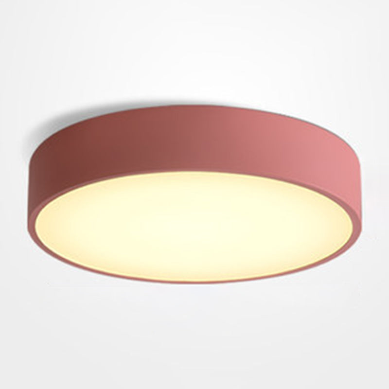 Round Flush Mount Lighting 1 Light Aluminum Minimalist Flush Ceiling Light Fixtures Red Clearhalo 'Ceiling Lights' 'Close To Ceiling Lights' 'Close to ceiling' 'Flush mount' Lighting' 2590472