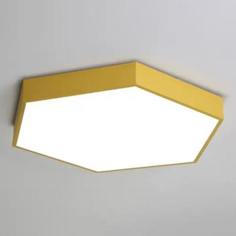 Hexagon Flush Light Fixtures 1 Light Acrylic Minimalist Flush Mount Ceiling Light Fixture Yellow Clearhalo 'Ceiling Lights' 'Close To Ceiling Lights' 'Close to ceiling' 'Flush mount' Lighting' 2590563