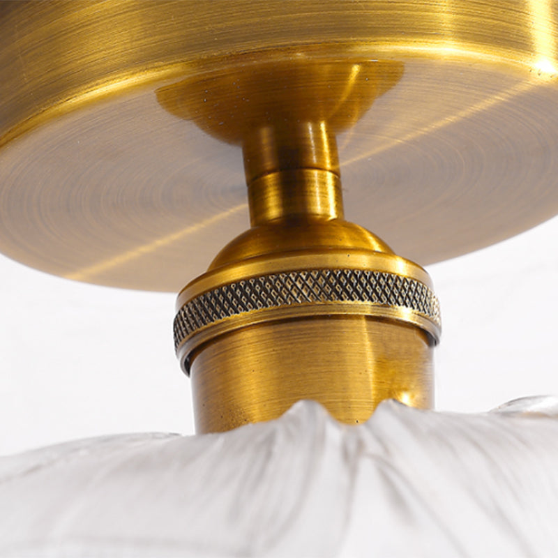 Traditional Clear Glass Ceiling Light Corridor Lighting Fixture with Brass Lamp Holder Clearhalo 'Ceiling Lights' 'Close To Ceiling Lights' 'Close to ceiling' 'Glass shade' 'Glass' 'Island Lights' 'Semi-flushmount' Lighting' 2590758